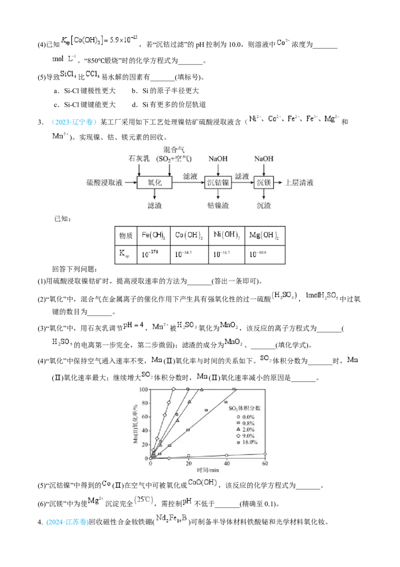 模板04化工流程题解题策略及答题规范(原卷版)_05高考化学_2025年新高考资料_二轮复习_2025年高考化学答题技巧与模板构建338868722_第二部分主观题突破_化学工艺流程