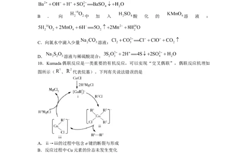 湖南省永州市第一中学2022-2023学年高三上学期元月考试化学试卷word版含答案_05高考化学_高考模拟题_新高考