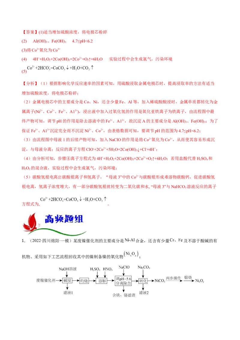 专题十一化学工艺流程（解析版）_05高考化学_新高考复习资料_2023年新高考资料_二轮复习_题型分类归纳2023年高考化学二轮复习讲与练