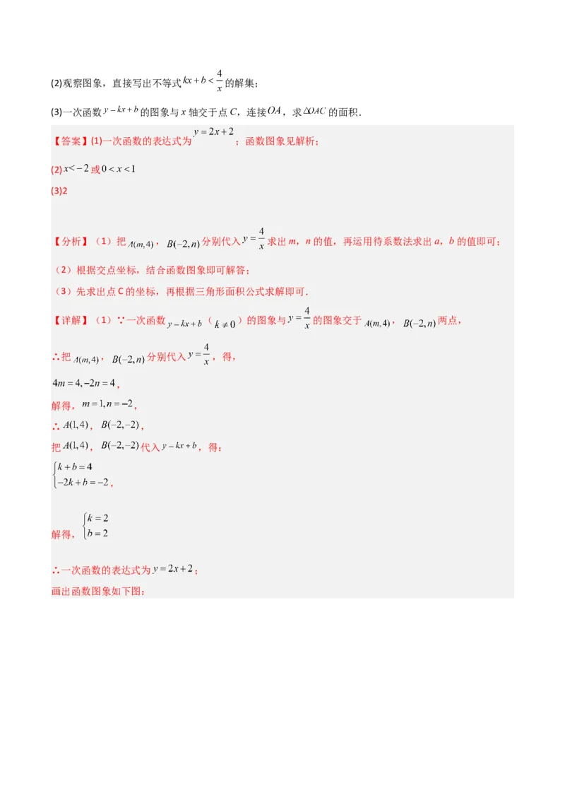 第26章反比例函数（知识清单+典型例题）（教师版）_初中数学_九年级数学下册（人教版）_常见题型通关讲解练-V3_2024版