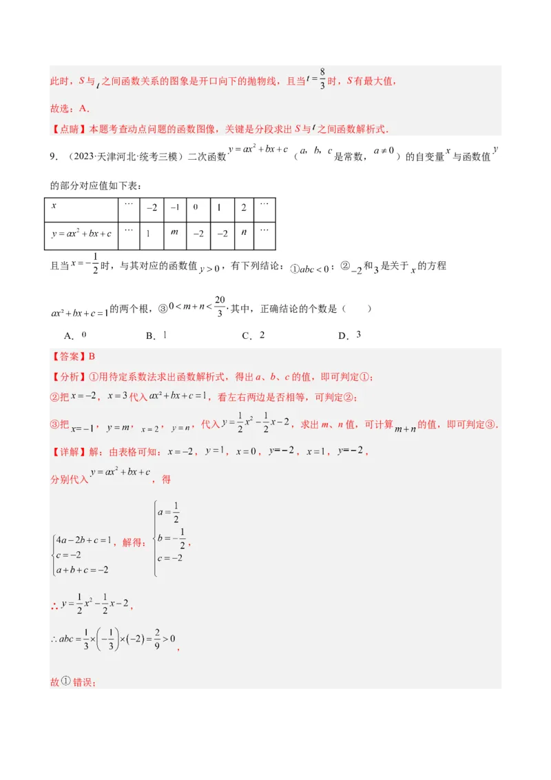 第二十二章二次函数重难点检测卷（解析版）_初中数学人教版_9下-初中数学人教版_07专项讲练_2023-2024学年九年级数学全册重难点专题提升精讲精练（人教版）_九年级上册