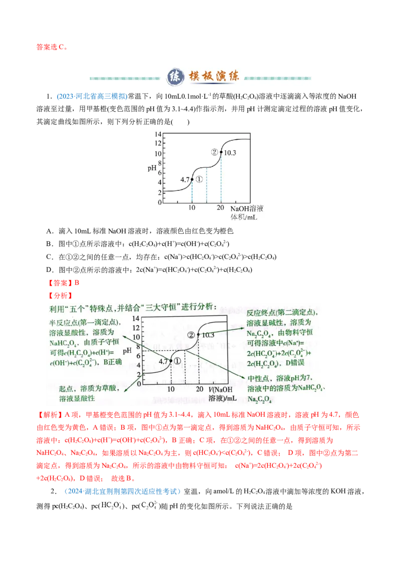 模板04电解质溶液图像分析(解析版)_05高考化学_2025年新高考资料_二轮复习_2025年高考化学答题技巧与模板构建338868722_第一部分选择题突破