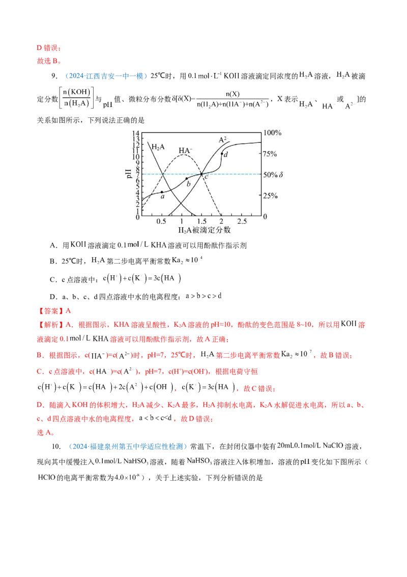 模板04电解质溶液图像分析(解析版)_05高考化学_2025年新高考资料_二轮复习_2025年高考化学答题技巧与模板构建338868722_第一部分选择题突破