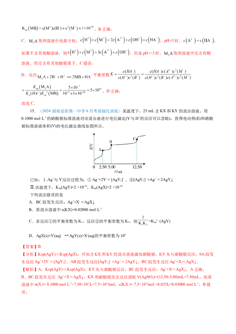 模板04电解质溶液图像分析(解析版)_05高考化学_2025年新高考资料_二轮复习_2025年高考化学答题技巧与模板构建338868722_第一部分选择题突破