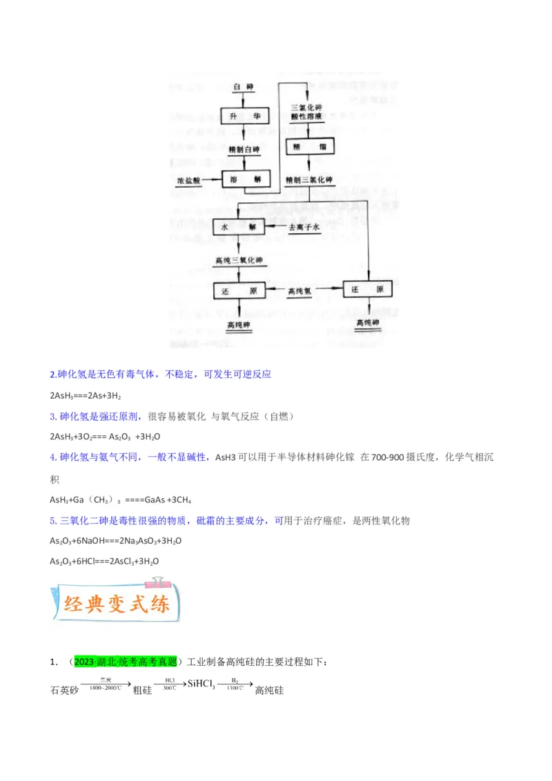 升级版微专题29非金属及其化合物制备流程与实验探究（Si、N、P、As）（原卷版）(全国版)_05高考化学_新高考复习资料_2024年新高考资料_一轮复习资料
