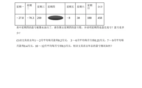 人教七上：专题四有理数的实际应用（含解析）_初中数学人教版_7上-初中数学人教版_7上-初中数学人教版（新版）_06习题试卷_赠送：专题训练卷