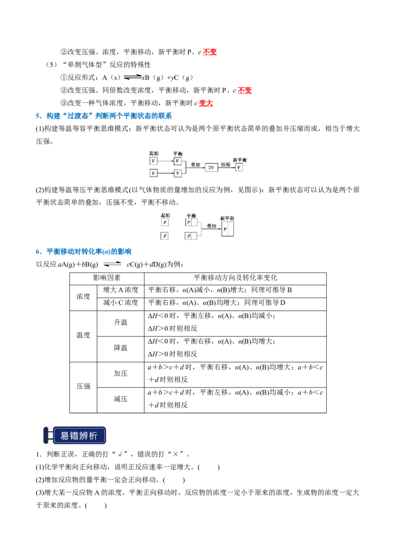 知识清单20化学反应速率与化学平衡-口袋书2025年高考化学一轮复习知识清单（新高考专用）（解析版）_05高考化学_2025年新高考资料_一轮复习