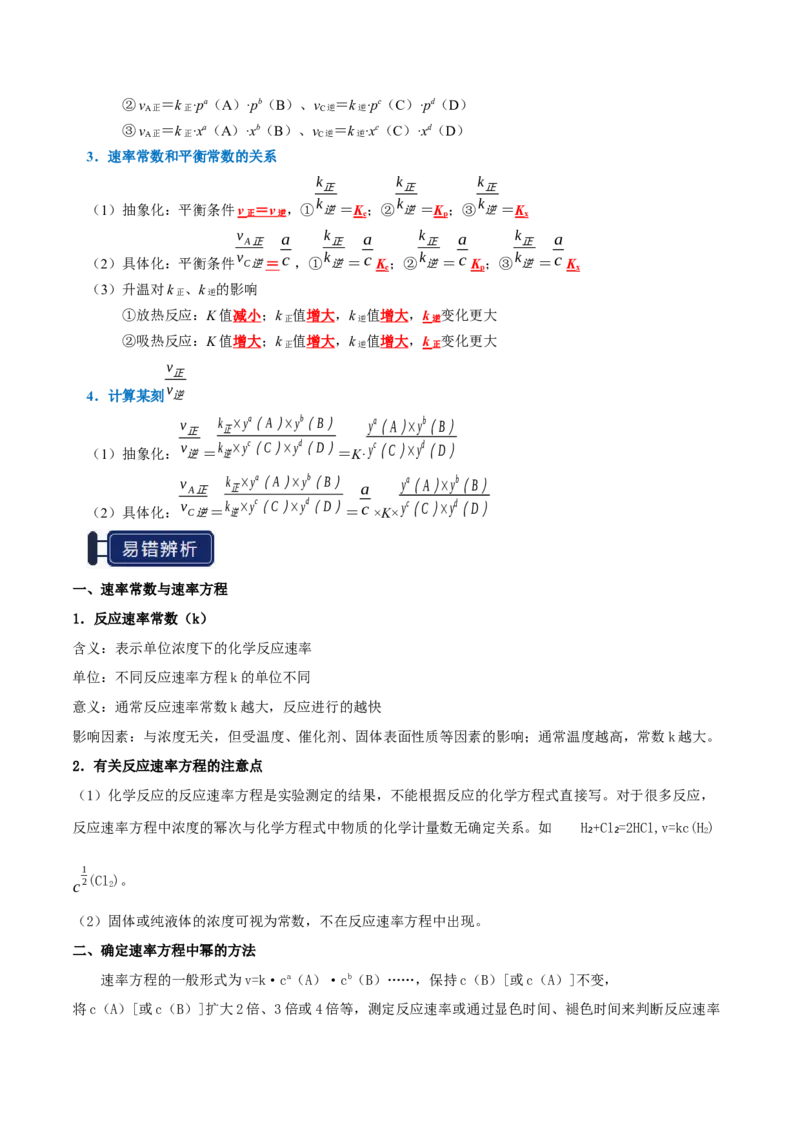 知识清单20化学反应速率与化学平衡-口袋书2025年高考化学一轮复习知识清单（新高考专用）（解析版）_05高考化学_2025年新高考资料_一轮复习