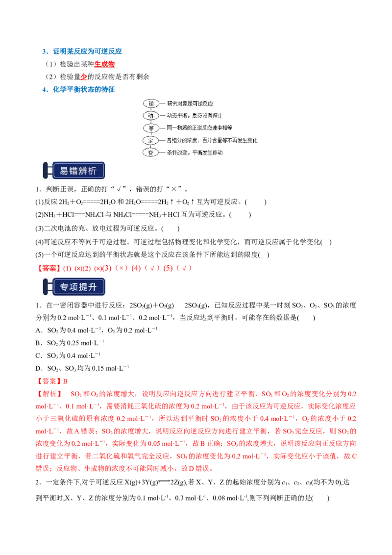 知识清单20化学反应速率与化学平衡-口袋书2025年高考化学一轮复习知识清单（新高考专用）（解析版）_05高考化学_2025年新高考资料_一轮复习