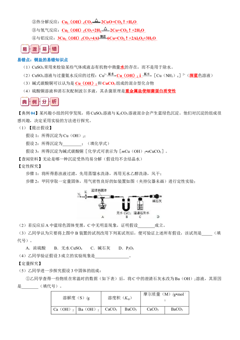 知识清单09++铜、金属材料、金属冶炼-口袋书2024年高考化学一轮复习知识清单_05高考化学_2024年新高考资料_1.2024一轮复习_2024年高考化学一轮复习知识清单