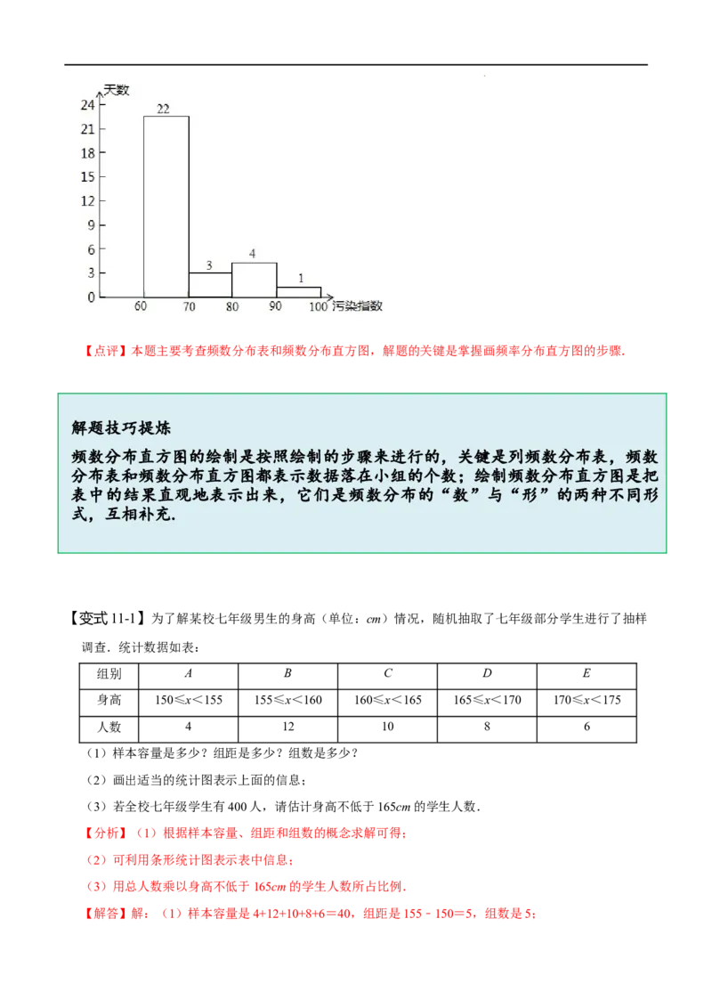 第十章数据的收集、整理与描述知识串讲+热考题型（解析版）_初中数学人教版_7下-初中数学人教版_7下-初中数学人教版（旧版）赠送_07专项讲练