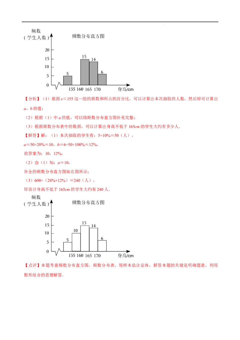 第十章数据的收集、整理与描述知识串讲+热考题型（解析版）_初中数学人教版_7下-初中数学人教版_7下-初中数学人教版（旧版）赠送_07专项讲练