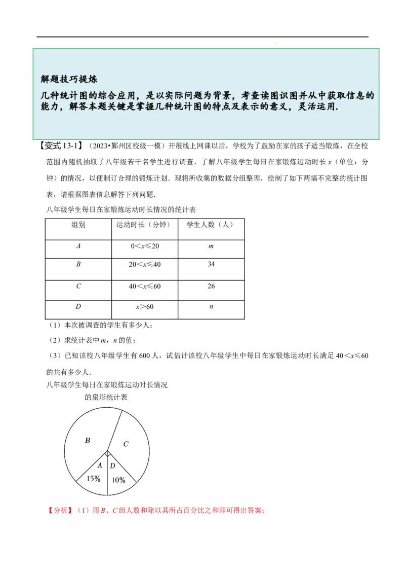 第十章数据的收集、整理与描述知识串讲+热考题型（解析版）_初中数学人教版_7下-初中数学人教版_7下-初中数学人教版（旧版）赠送_07专项讲练