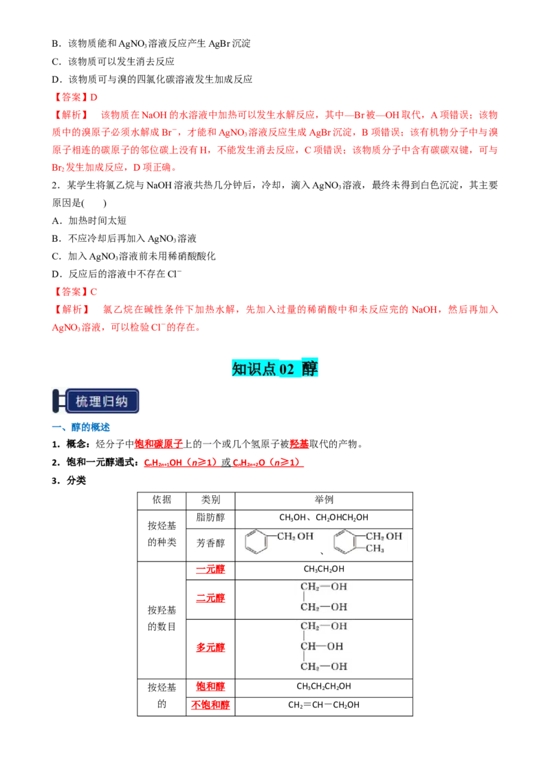 知识清单27烃的衍生物-口袋书2025年高考化学一轮复习知识清单（新高考专用）（解析版）_05高考化学_2025年新高考资料_一轮复习_上好课2025年高考化学一轮复习知识清单3246985