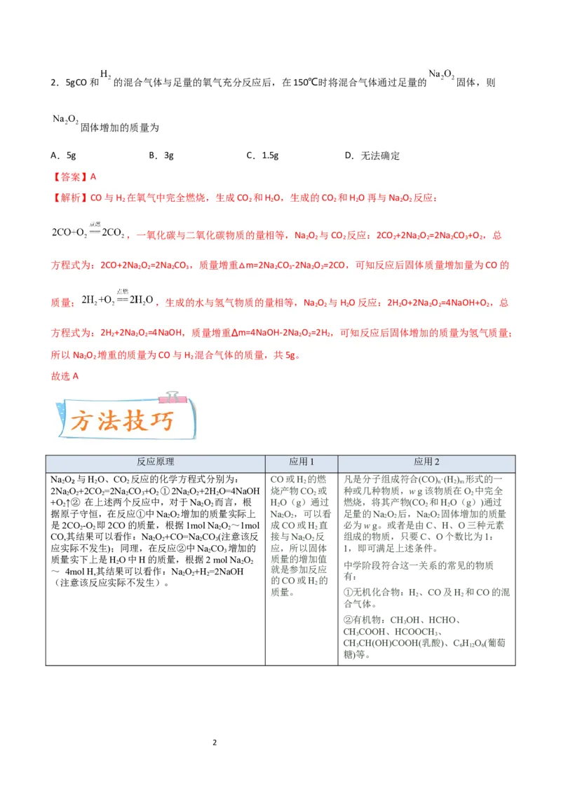 升级版微专题11&ldquo;四角度&rdquo;认识过氧化钠与水、二氧化碳的反应（解析版）_05高考化学_新高考复习资料_2024年新高考资料_一轮复习资料_备战2024年高考化学一轮复习考点微专题