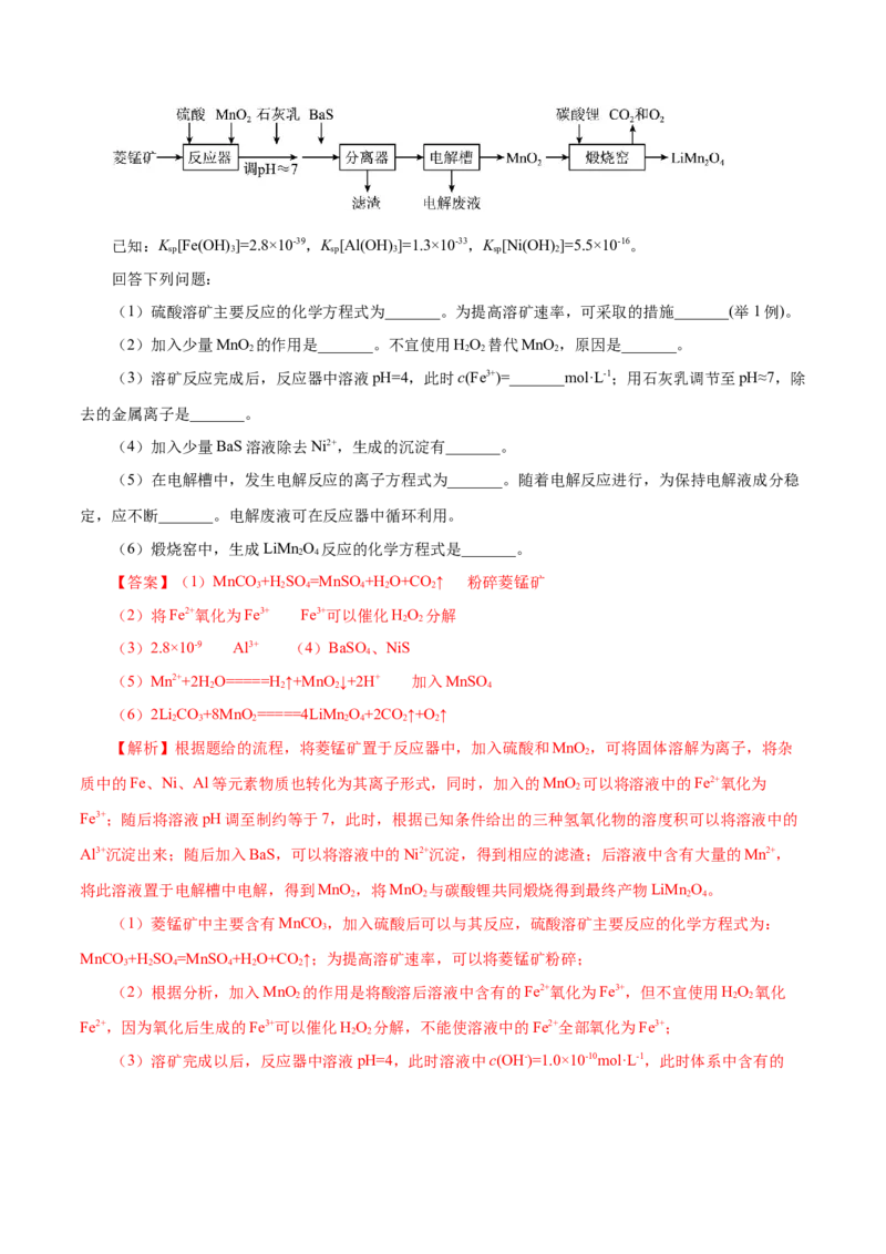 专题讲座（五）工艺流程的解题策略（讲）-2024年高考化学大一轮复习精讲精练+专题讲座（解析版）_05高考化学_2024年新高考资料_1.2024一轮复习