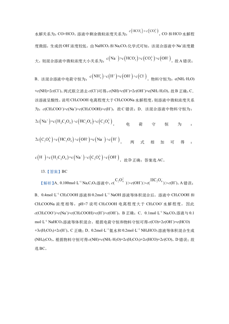 原创（新高考）2021届小题必练14盐类的水解学生版_05高考化学_新高考复习资料_2021新高考资料_2021届（新高考）高考化学小题必练_原创（新高考）2021届小题必练14盐类的水解