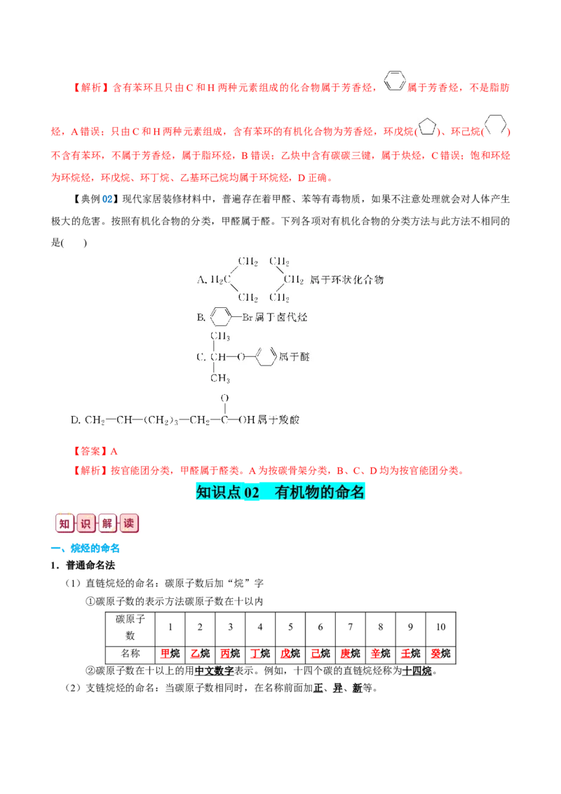 知识清单26+有机物的结构、分类与命名-口袋书2024年高考化学一轮复习知识清单_05高考化学_2024年新高考资料_1.2024一轮复习_2024年高考化学一轮复习知识清单