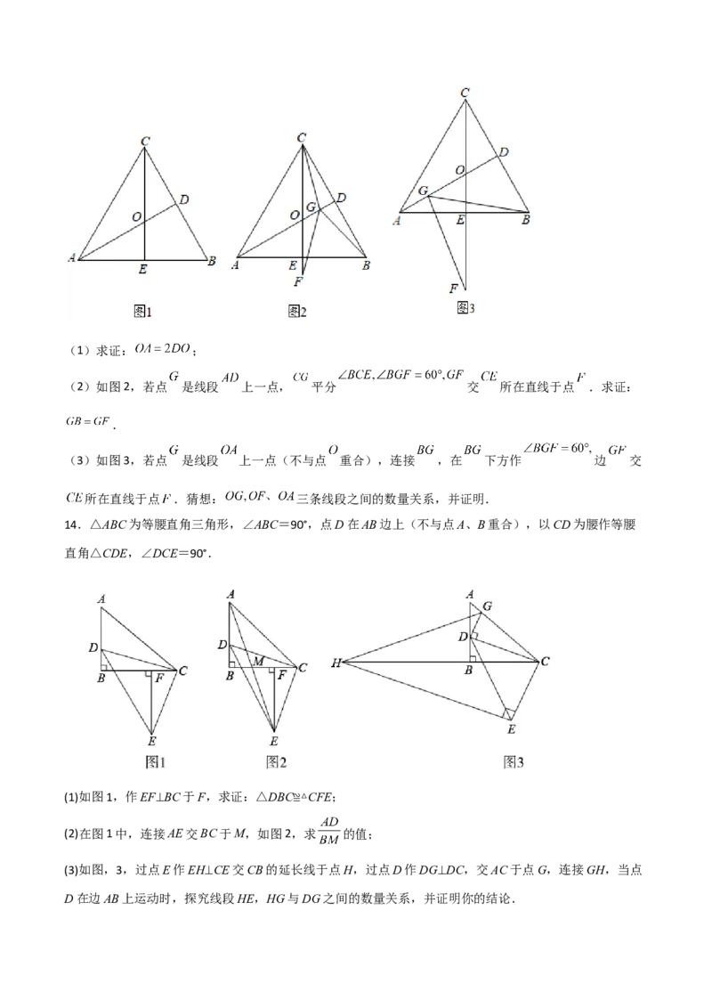 期中考试压轴题考点训练（二）（原卷版）_初中数学人教版_8上-初中数学人教版_旧版_06习题试卷_3期中试卷_期中考试压轴题考点训练（二）-常考压轴题
