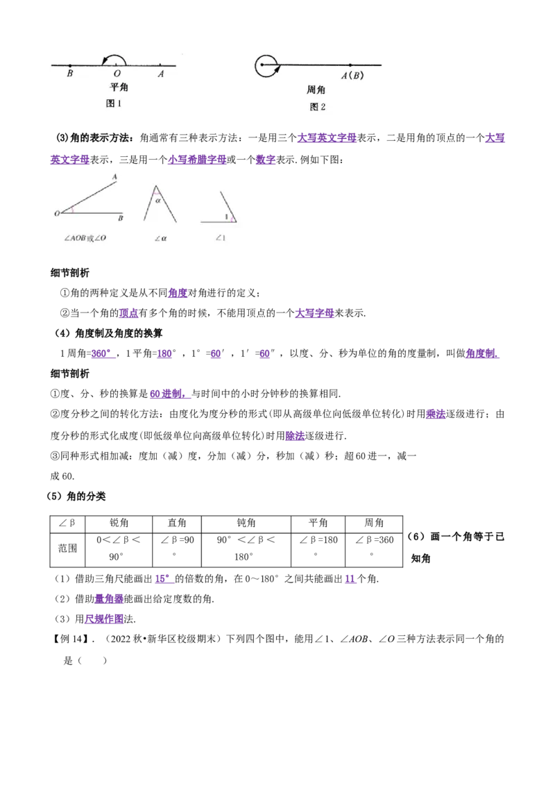 清单04几何图形初步（14个考点梳理+题型解读+核心素养提升+中考聚焦）（解析版）_初中数学人教版_7上-初中数学人教版_7上-初中数学人教版（旧版）赠送_06习题试卷_6期中期末复习专题