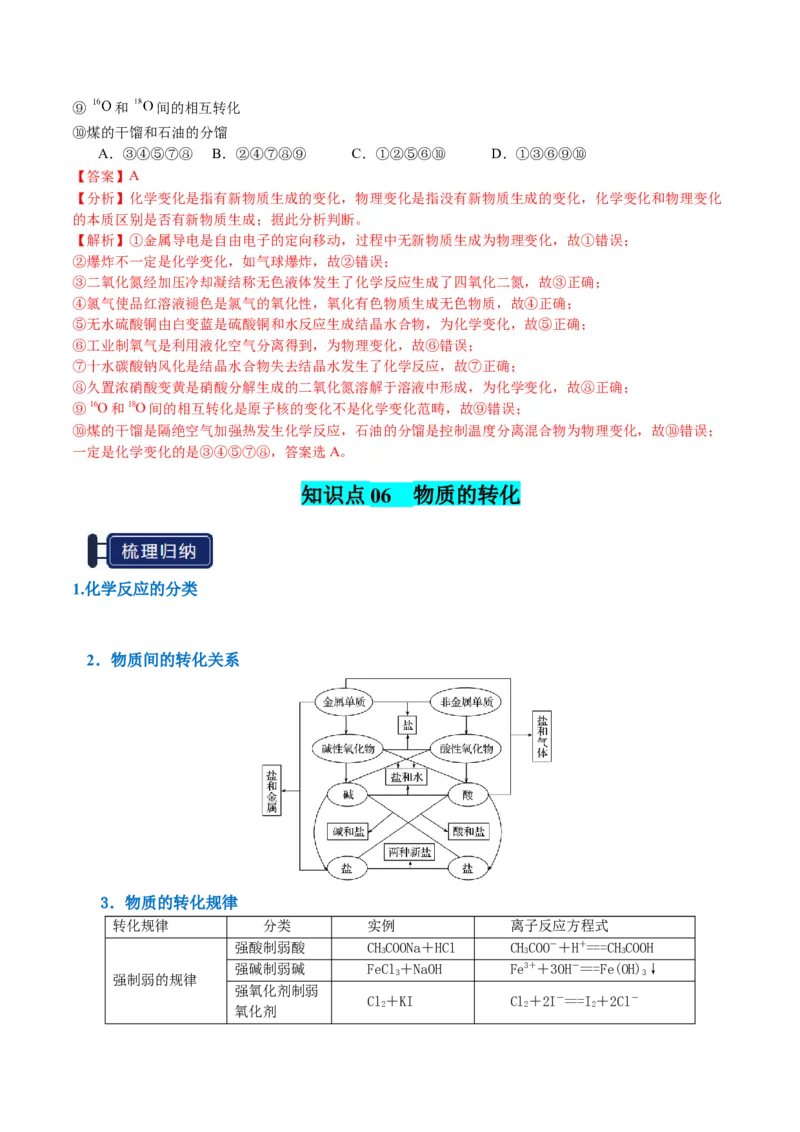 知识清单01物质的分类及转化（解析版）_05高考化学_新高考复习资料_2025年新高考资料_上好课2025年高考化学一轮复习知识清单3246985