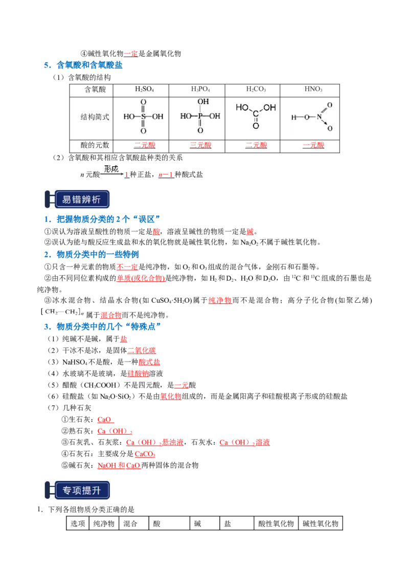 知识清单01物质的分类及转化（解析版）_05高考化学_新高考复习资料_2025年新高考资料_上好课2025年高考化学一轮复习知识清单3246985