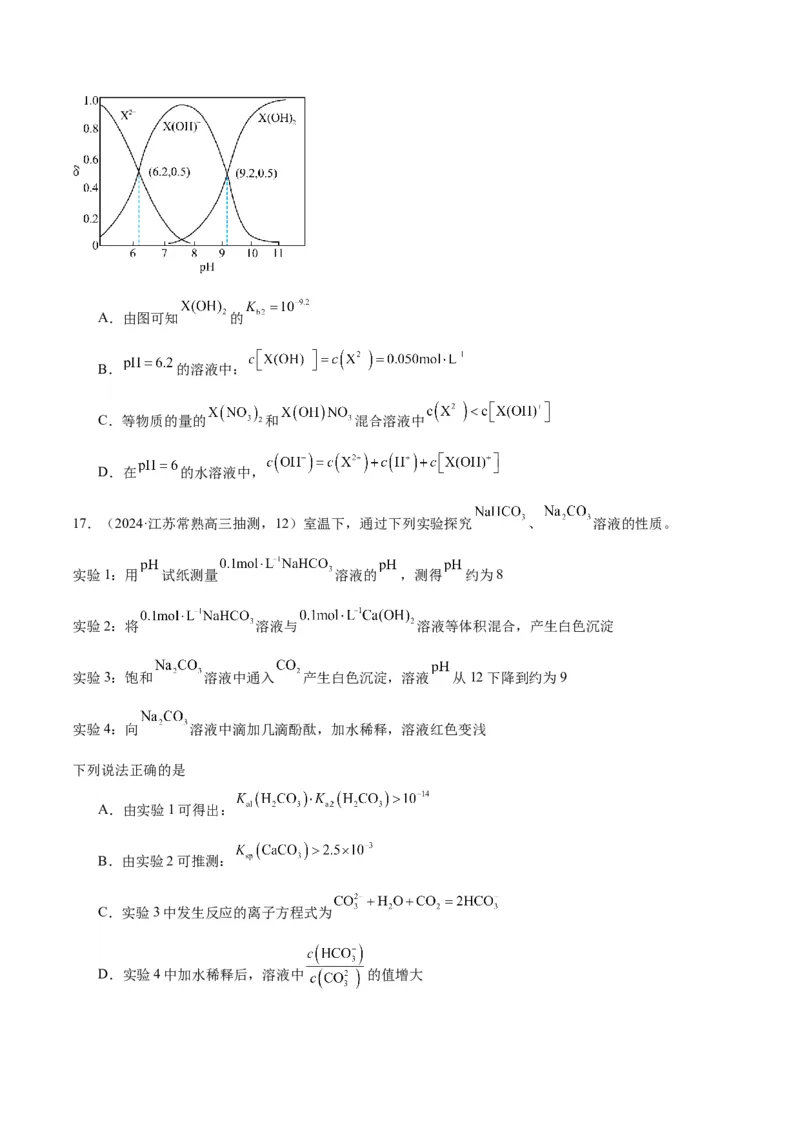 押江苏卷第12题电解质溶液综合选择题（原卷版）_05高考化学_2024年新高考资料_5.2024三轮冲刺_备战2024年高考化学临考题号押题（江苏专用）322863014