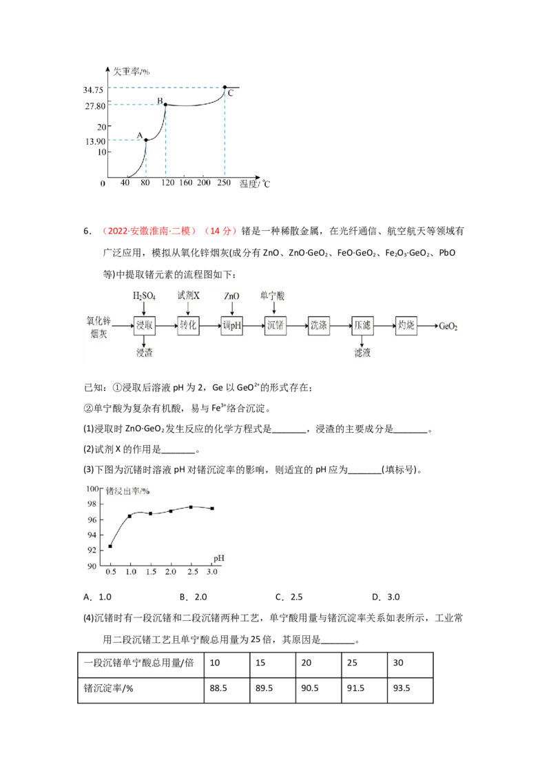 专题十工艺流程题专题检验--（实战演练）-高考引领教学2023年高考化学二轮针对性复习方案（原卷版）_05高考化学_通用版（老高考）复习资料_2023年复习资料_二轮复习