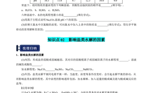 知识清单23盐类的水解-上好课2025年高考化学一轮复习知识清单（新高考专用）（原卷版）_05高考化学_2025年新高考资料_一轮复习_上好课2025年高考化学一轮复习知识清单3246985