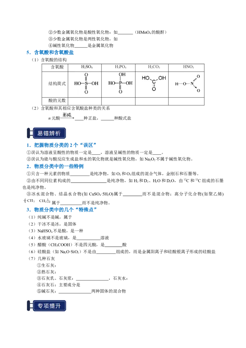 知识清单01物质的分类及转化（原卷版）_05高考化学_2025年新高考资料_一轮复习_上好课2025年高考化学一轮复习知识清单3246985