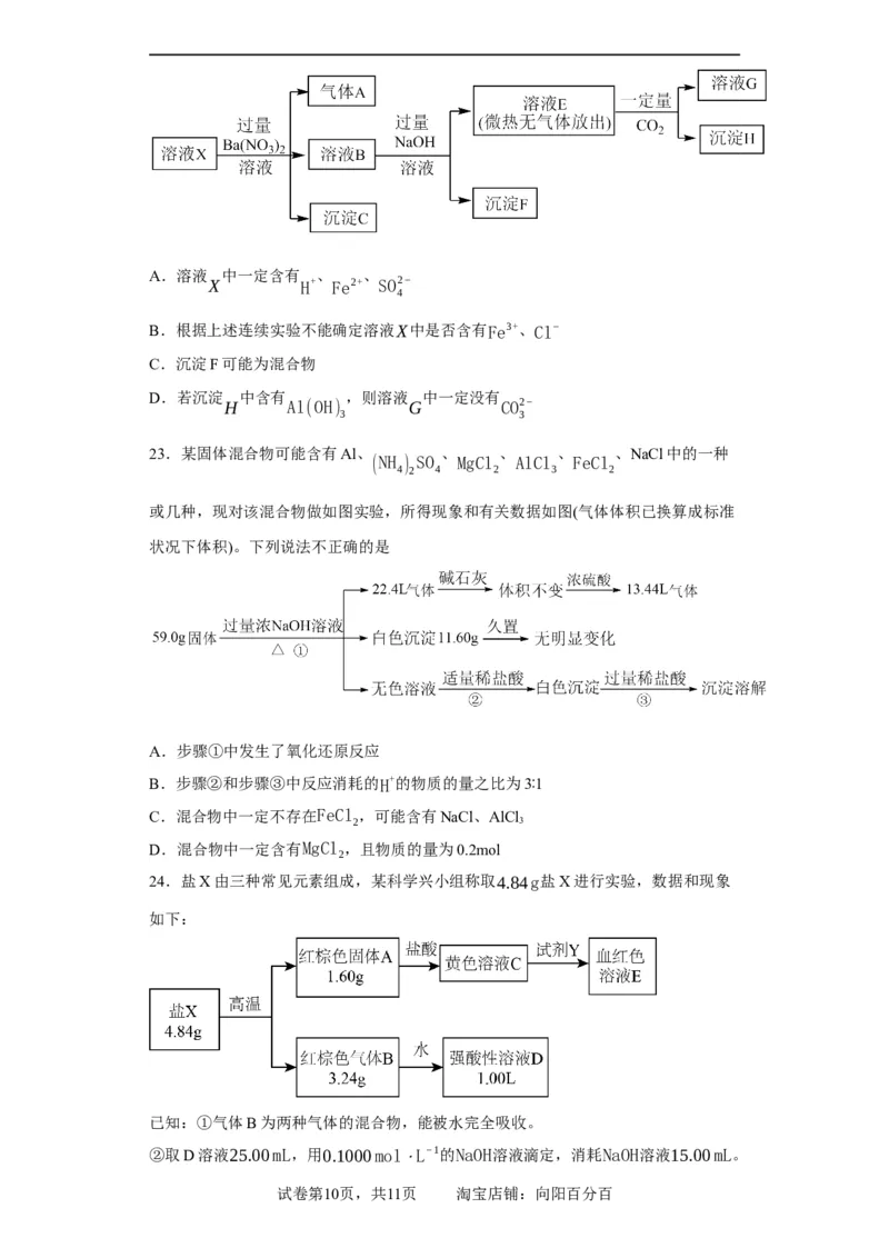 离子的检验和推断（原卷版）_05高考化学_新高考复习资料_2024年新高考资料_一轮复习资料_2024届高三化学一轮复习&mdash;专项训练