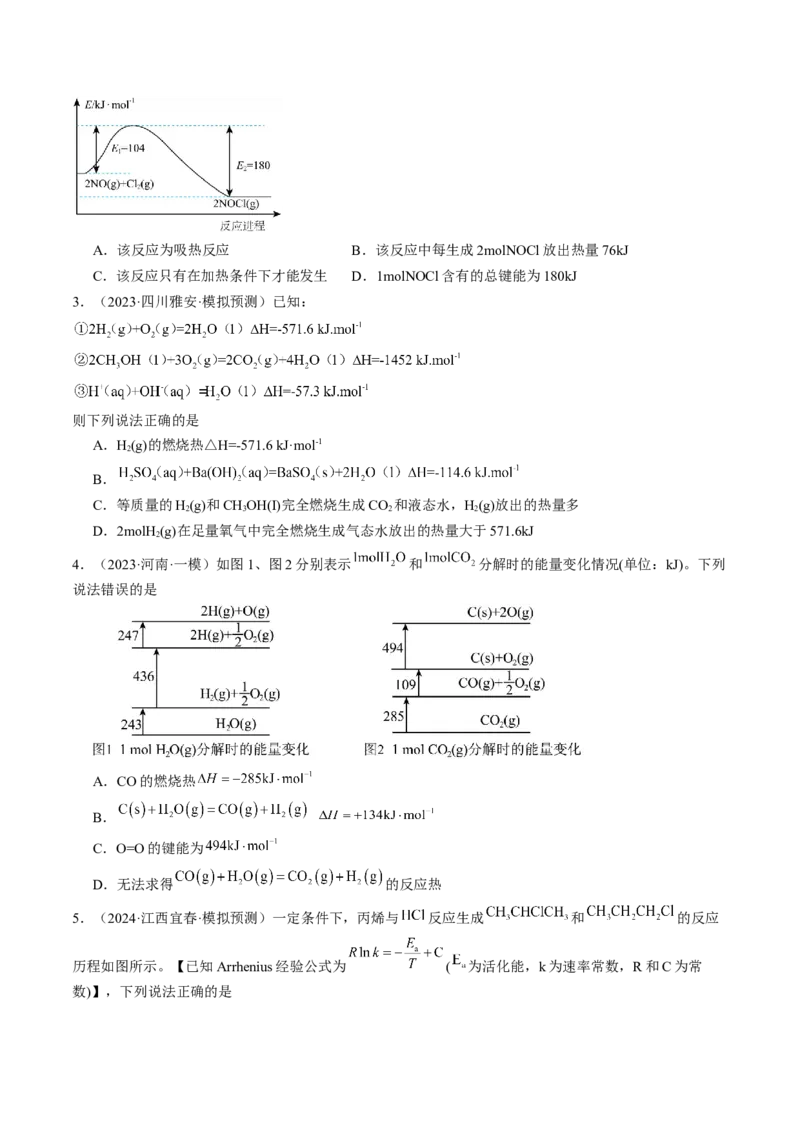 易错专题09反应热的表示与计算-2024年高考化学考前易错聚焦（原卷版）_05高考化学_2024年新高考资料_5.2024三轮冲刺_2024年高考化学考前易错聚焦