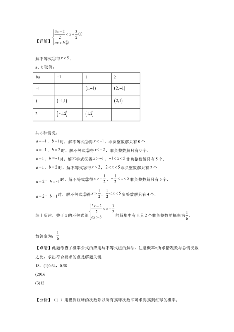 第二十五章《概率初步》同步单元基础与培优高分必刷卷（全解全析）_初中数学人教版_9上-初中数学人教版_07专项讲练_第二十五章《概率初步》同步单元基础与培优高分必刷卷