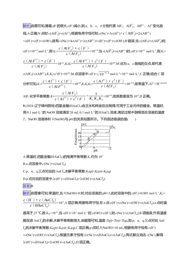 备战2025年高考二轮复习化学（通用版）选择题热点练12.滴定过程图像及分析Word版含解析_05高考化学_2025年新高考资料_二轮复习_备战2025年高考化学二轮复习题型突破练习（含解析）