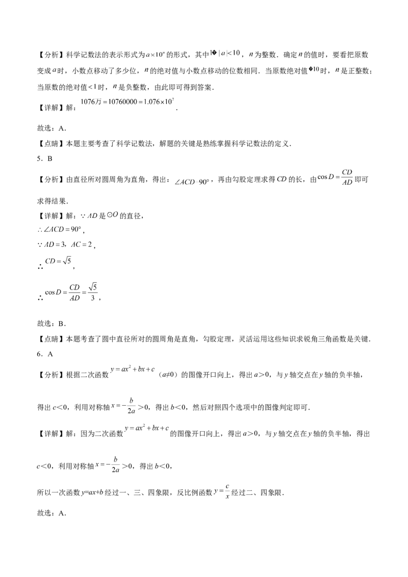 模拟测试卷01（全解全析）-中考冲刺2023年中考数学考前冲刺预测模拟刷题卷(江西专用)_初中数学人教版_9下-初中数学人教版_10中考模拟卷