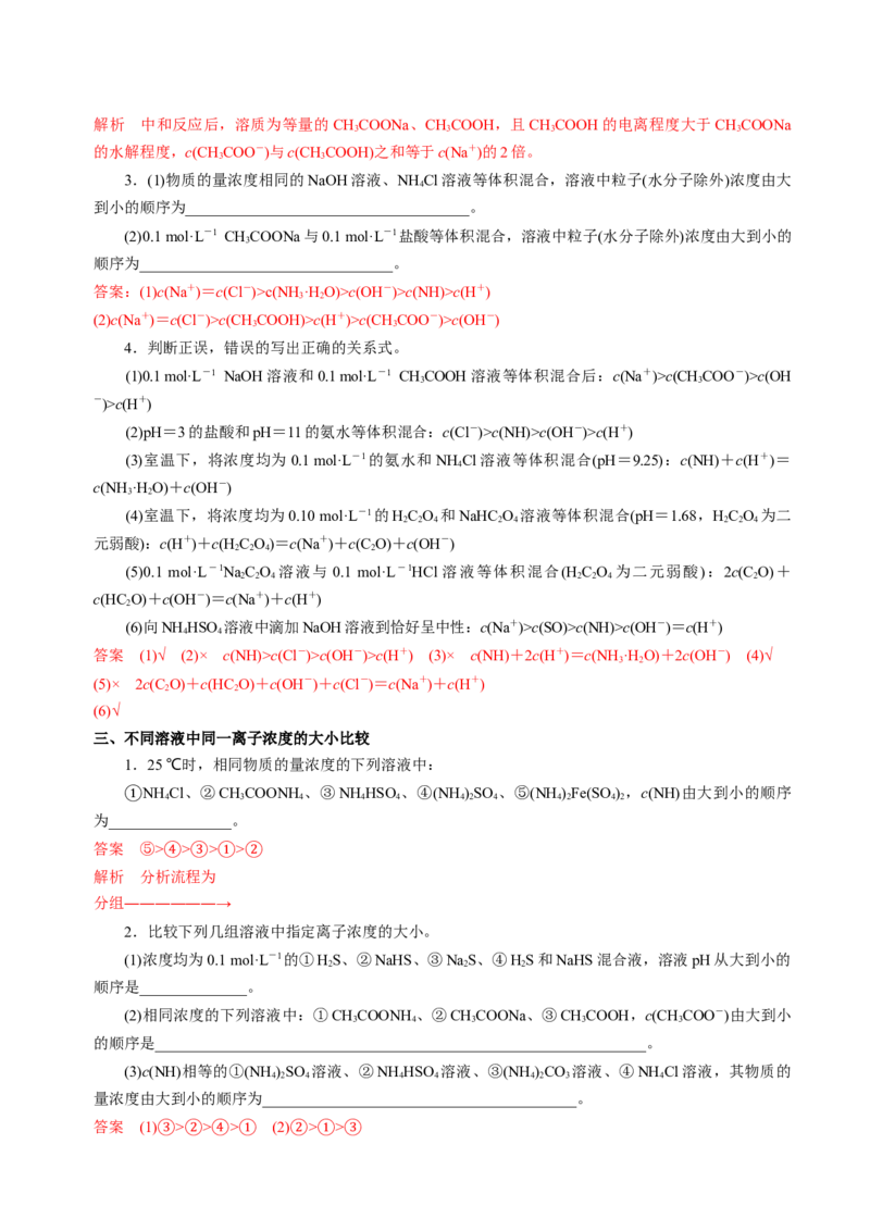 知识清单23盐类的水解-上好课2025年高考化学一轮复习知识清单（新高考专用）（解析版）_05高考化学_2025年新高考资料_一轮复习_上好课2025年高考化学一轮复习知识清单3246985