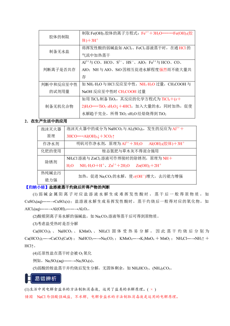 知识清单23盐类的水解-上好课2025年高考化学一轮复习知识清单（新高考专用）（解析版）_05高考化学_2025年新高考资料_一轮复习_上好课2025年高考化学一轮复习知识清单3246985