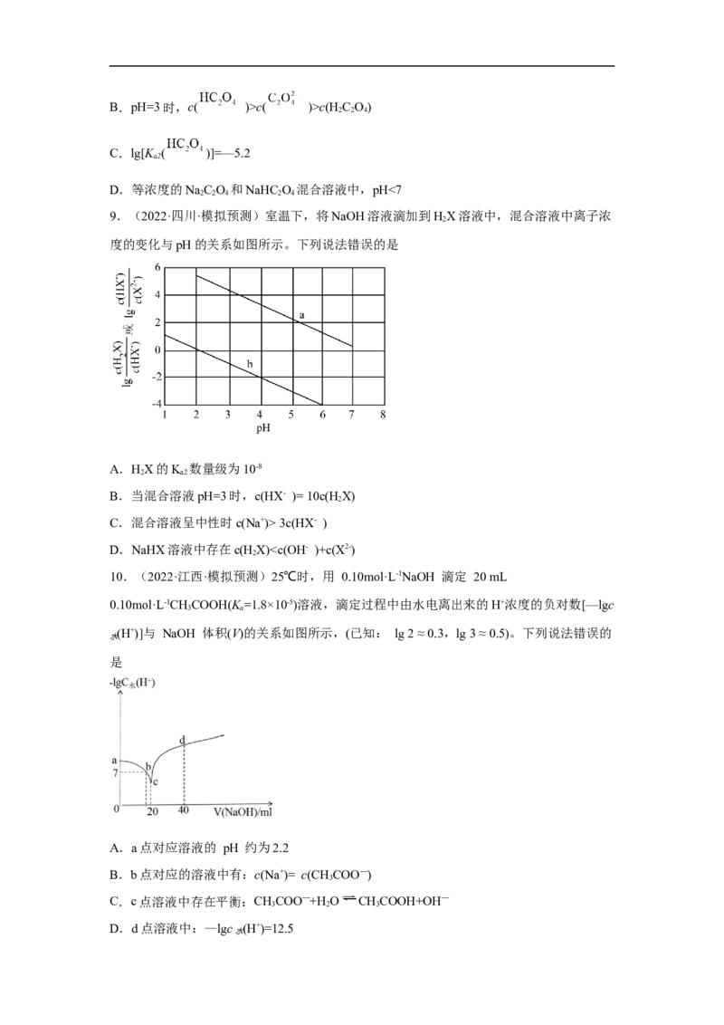 易错点25盐类水解-备战2023年高考化学考试易错题（原卷版）_05高考化学_通用版（老高考）复习资料_2023年复习资料_专项复习_备战2023年高考化学考试易错题（全国通用）