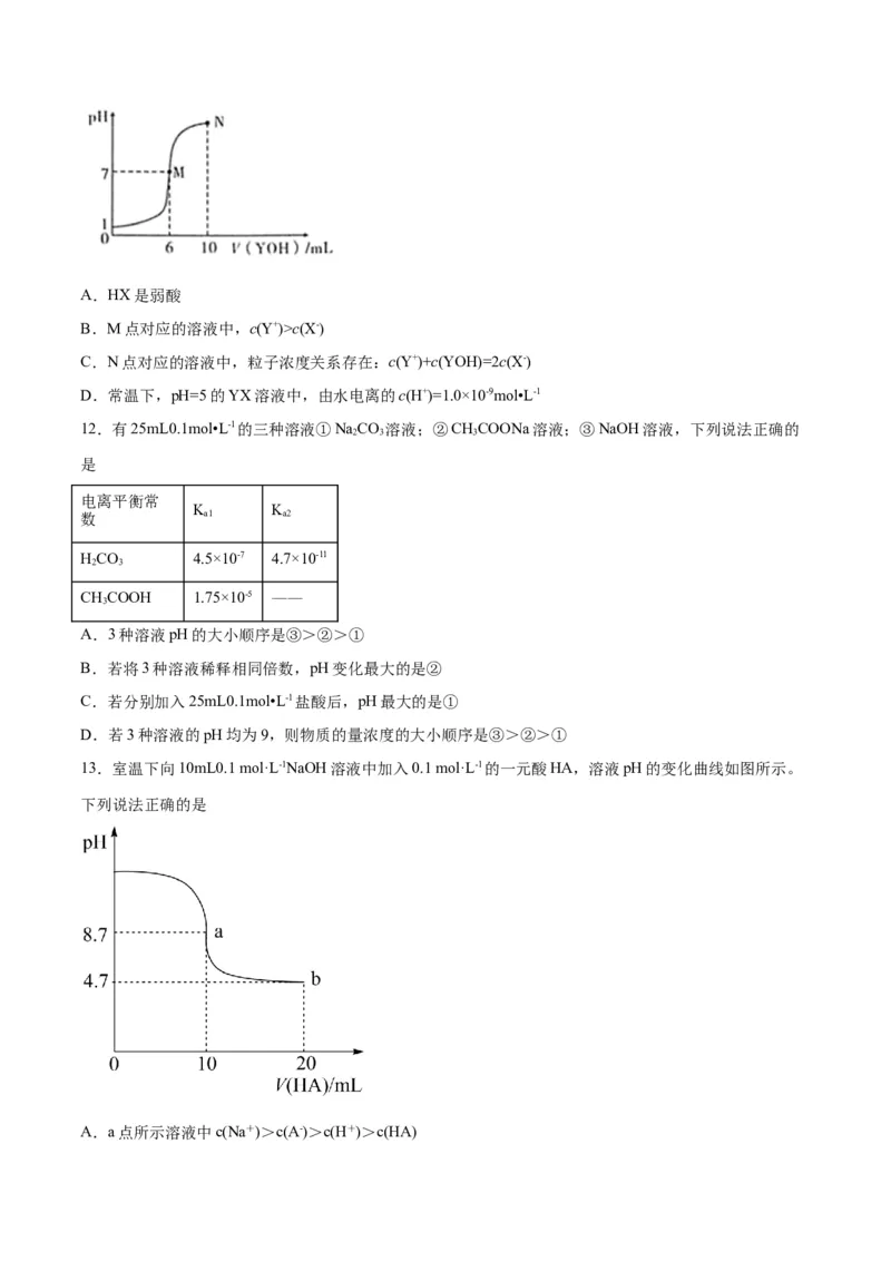 专题突破卷09水溶液中的离子反应与平衡-2024年高考化学一轮复习考点通关卷（新教材新高考）（原卷版）_05高考化学_2024年新高考资料_1.2024一轮复习