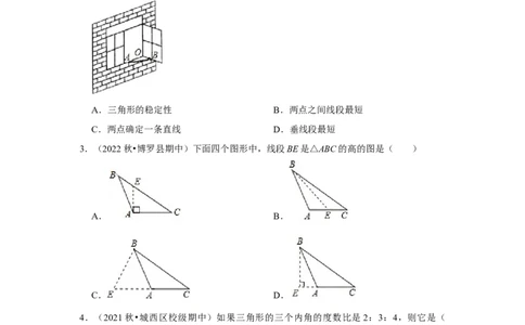 阶段复习专题01三角形（基础精炼卷）（原卷+解析）-2022-2023学年八年级数学上册高分突破必练专题（人教版）_初中数学人教版_8上-初中数学人教版_旧版_07专项讲练