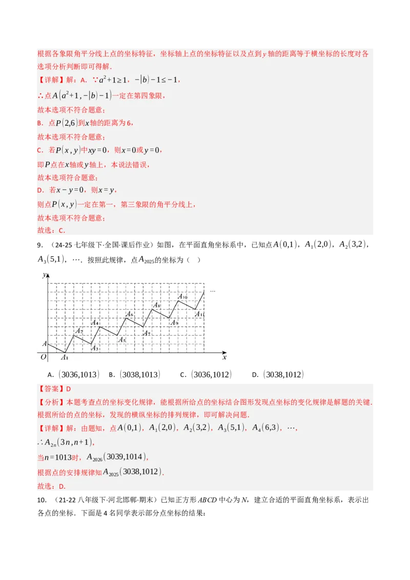 第九章平面直角坐标系单元测试（能力提升卷）（教师版）_初中数学_七年级数学下册（人教版）_大单元教学课件+教学设计-U42