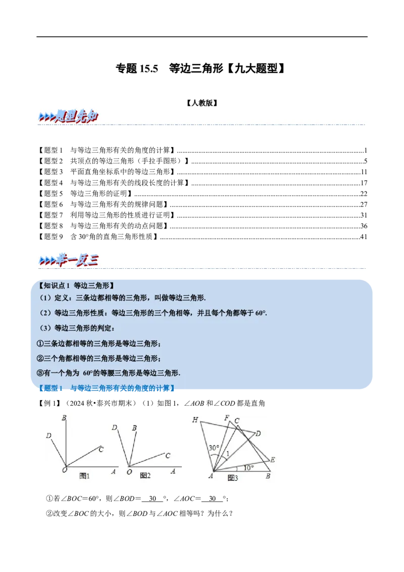 第15章专题5等边三角形九大题型（解析版）_初中数学人教版_8上-初中数学人教版_2025秋季新人教版数学八上课件教案_07-章节专题讲义