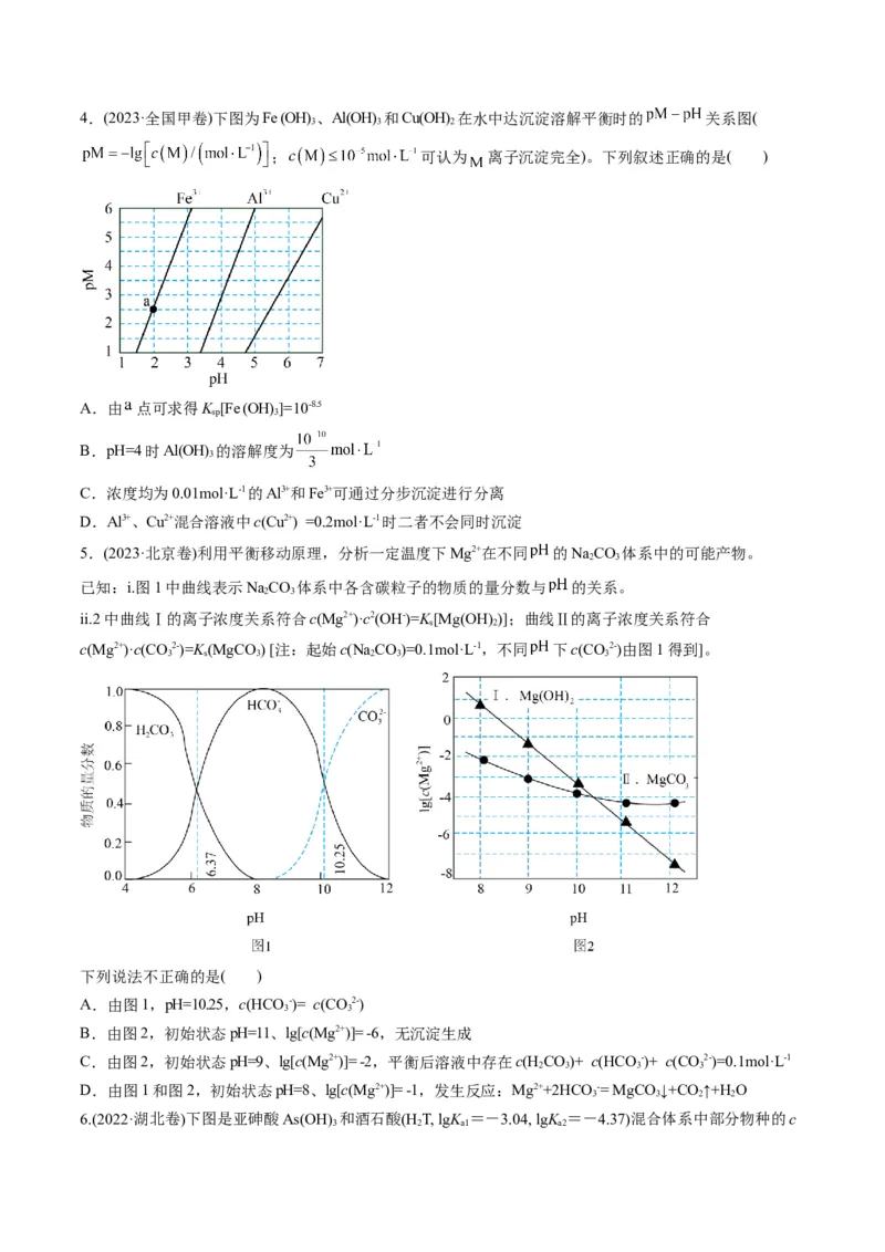微考点电解质溶液的图像分析（核心考点精讲精练）-备战2025年高考化学一轮复习考点帮（新高考通用）（原卷版）_05高考化学_2025年新高考资料_一轮复习