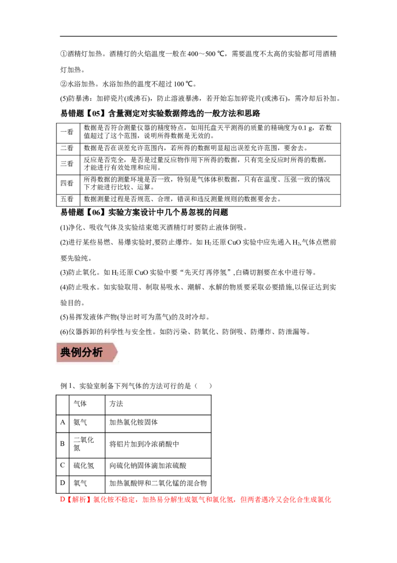 易错点33物质的制备-备战2023年高考化学考试易错题（解析版）_05高考化学_通用版（老高考）复习资料_2023年复习资料_专项复习_备战2023年高考化学考试易错题（全国通用）