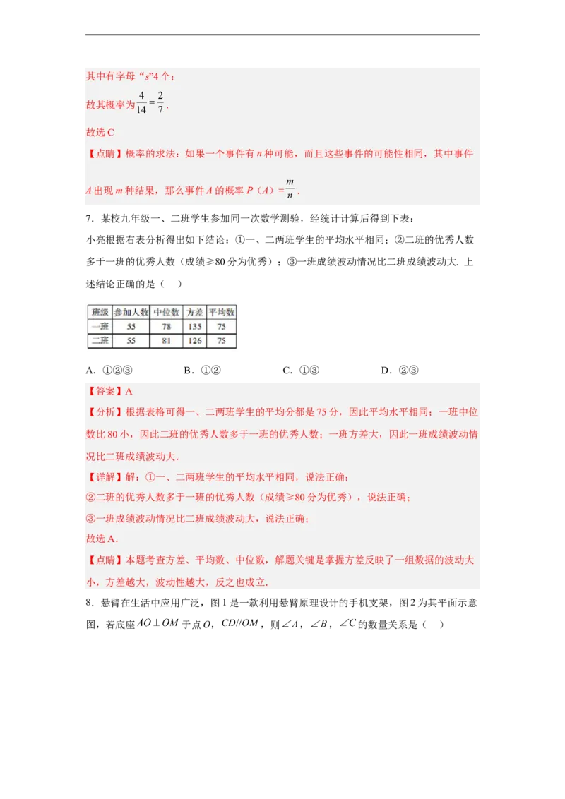 黄金卷05-赢在中考黄金八卷备战2023年中考数学全真模拟卷（解析版）（深圳专用）_初中数学人教版_9下-初中数学人教版_10中考模拟卷