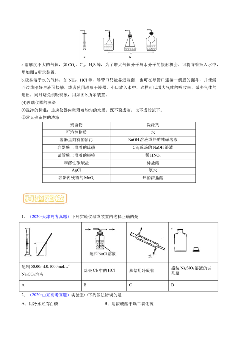 专题十实验基础-冲刺2023年高考化学二轮复习核心考点逐项突破（原卷版）_05高考化学_新高考复习资料_2023年新高考资料_二轮复习