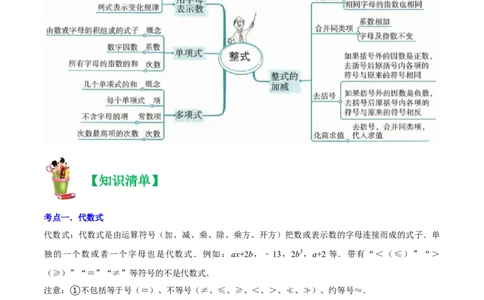 清单02整式的加减（11个考点梳理+题型解读+核心素养提升+中考聚焦）（解析版）_初中数学人教版_7上-初中数学人教版_7上-初中数学人教版（旧版）赠送_06习题试卷_6期中期末复习专题
