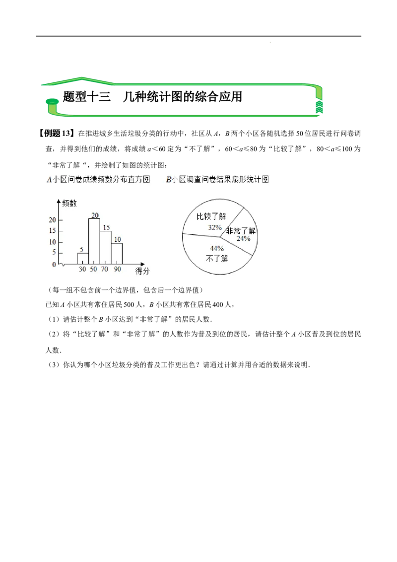 第十章数据的收集、整理与描述知识串讲+热考题型（原卷版）_初中数学人教版_7下-初中数学人教版_7下-初中数学人教版（旧版）赠送_07专项讲练