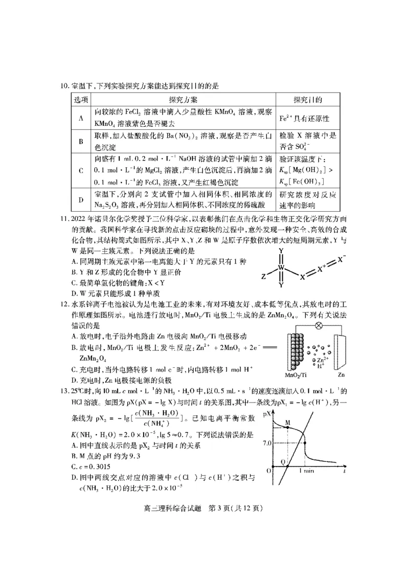 山西省运城市2022-2023学年第一学期期末调研测试高三理科综合试题_05高考化学_高考模拟题_全国课标版_山西省运城市2022-2023学年高三上学期期末调研测试理综
