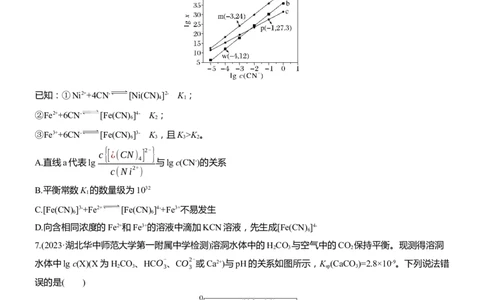 专题六　选择题专攻3　沉淀溶解平衡、络合平衡图像的分析应用淘宝店：红太阳资料库_05高考化学_2025年新高考资料_二轮复习_2025年高考化学大二轮_2025化学二轮复习